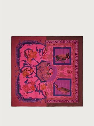Ferragamo Womens Pink Silk Printed Scarf