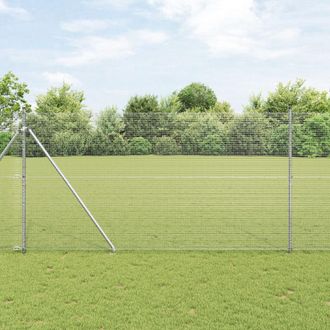Berkfield Home Welded Wire Fence with 13 Spike Posts 1.5x50 m Galvanised Steel in Silver
