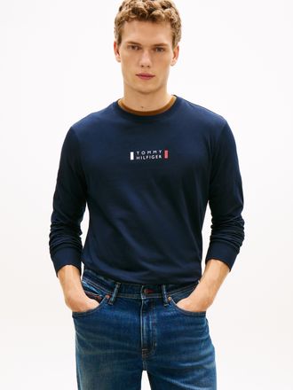 Tommy Hilfiger Longsleeve TOMMY HILFIGER BRAND LOVE, Herren, Gr. XXL, desert sky, Single Jersey, Obermaterial: 100% Baumwolle, regular fit, Rundhals, B&uuml;ndchen, Shirt