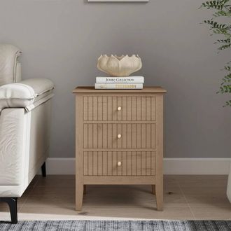 Melody Maison 3 Drawer Bedside Table - Hales Pale Wood Range in Light Brown