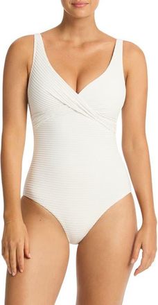 Sea Level Australia Spinnaker Crossover One-Piece Swimsuit in White at Nordstrom, Size 12 Us