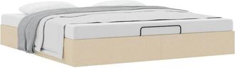 vidaXL Estructura de cama otomana sin colchón color crema 200x200 cm vidaXL