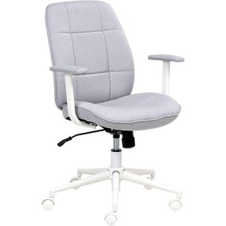 Beliani Beliani - Traditional Modern Office Chair Fabric Swivel Adjustable with Armrests Grey Carlton