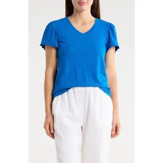 Caslon Scallop Trim T-Shirt in Blue Racer at Nordstrom Rack, Size X-Large