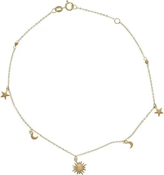 Italian Gold, Inc 10K Sun Moon Star Charms Adjustable Anklet
