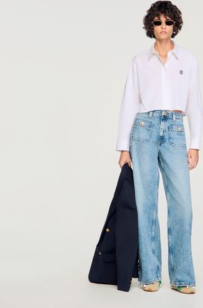 Sandro Cropped poplin shirt