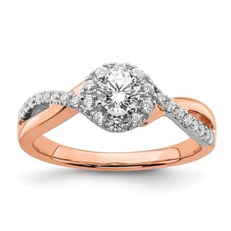 Diamond2Deal 14k Two-tone Lab Grown Diamond Engagement Ring 0.62Ct Clarity- VS Color- G-H