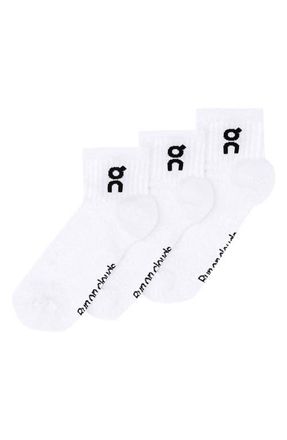 On Assorted 3-Pack Logo Cotton Blend Quarter Socks in White at Nordstrom, Size Medium