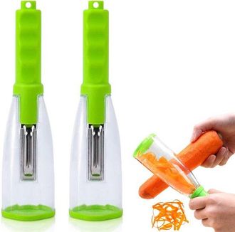OEM Pelador De 2 Piezas Con Caja De Almacenamiento - Pelador De Cocina Con Sistema Antisalpicaduras Para Frutas Y Verduras - Verde