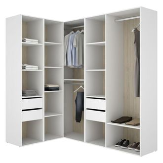 Dmora Gran Armario Boughton, Modular Para Dormitorio, 12 Estantes, Ropero, 186x205h Cm Blanco