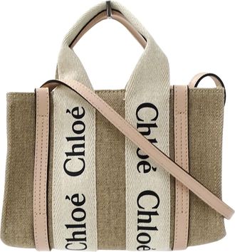Chlo&eacute; Beige Pink Canvas Handbag Shoulder Bag Tote Bag (Pre-Owned)