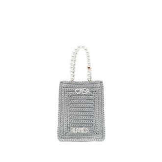 Casablanca Mini Gehaakte Boodschappentas - Dames - Shoppers - Grijs - ONE Size - Tassen
