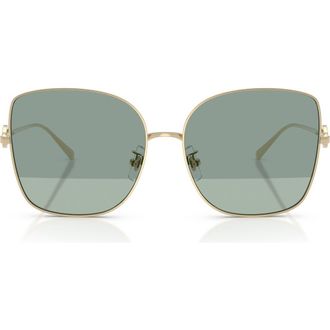 Tory Burch 60mm Oversize Butterfly Sunglasses in Gold /Sharp Tinted Green at Nordstrom