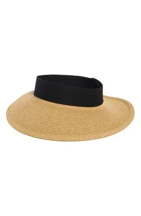Nine West Straw Packable Raffia Visor in Heather Tan at Nordstrom Rack
