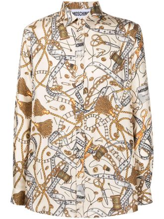 Moschino graphic-print shirt - men - Silk - 41 - Neutrals