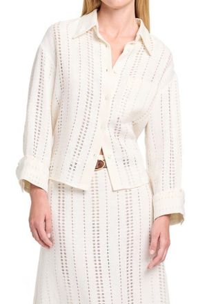 TWP Open Stitch Linen Button-Up Shirt in Ivory at Nordstrom, Size X-Small