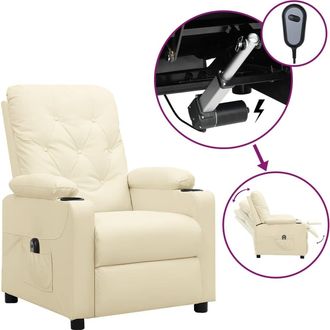 vidaXL Vidaxl - Sill&oacute;n Reclinable El&eacute;ctrico De Cuero Sint&eacute;tico Crema