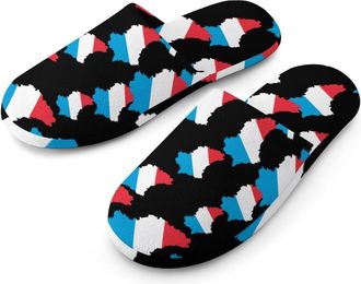 Generic Luxembourg Map Flag Mens Flannel Slipper Soft Comfy House Shoes Non Slip Winter Warm Indoor Outdoor Slippers