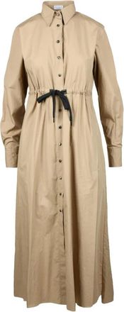 Brunello Cucinelli Overhemdjurk - Dames - Shirt Kleedjes - Beige - S - Katoen - Kleedjes