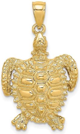 Diamond2Deal 10k Yellow Gold 2-D Sea Turtle Spiny Shell Charm