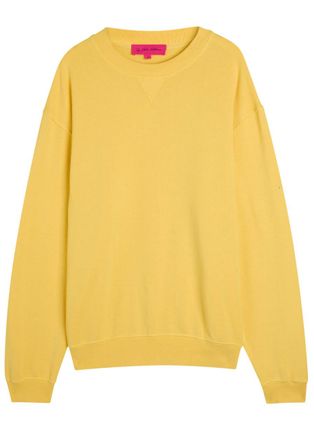 The Elder Statesman Daily Logo-embroidered Cotton and Cashmere-blend Sweatshirt - Yellow - XL