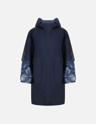 Parajumpers Womens Parajumpers Joy Navy Blue Oversize Long Hooded Down Jacket - Size: 10/8