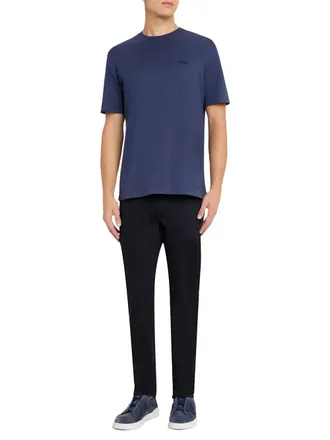 Ermenegildo Zegna Crewneck Cotton T-Shirt - Navy