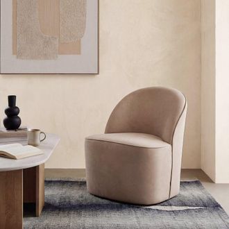 Maisons du monde Sill&oacute;n profesional redondeado de terciopelo beige