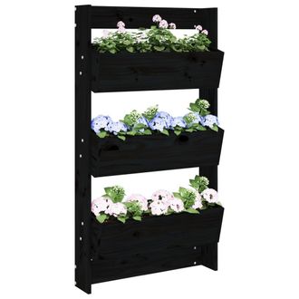 vidaXL Vidaxl - Jardinera De Pared 3 Niveles Madera Pino Negro 60x18,5x110 Cm