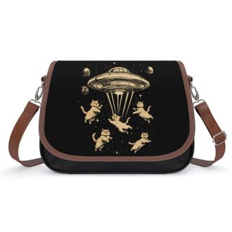 Generic Cute Cats Aliens Crossbody Bags for Women Fashion Leather Shoulder Handbags With Adjustable Strap