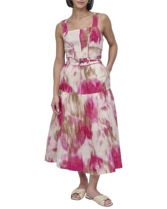 DKNY Dkny Square Neck Belted Dress