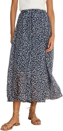 Nic+Zoe Leopard Crinkle Maxi Skirt in Indigo Multi at Nordstrom, Size Xx-Large