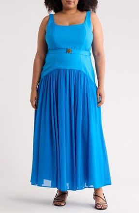Hutch Ridge Sleeveless Belted Mixed Media Dress in Cobalt at Nordstrom Rack, Size 22W