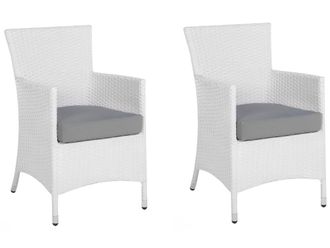 Beliani Conjunto de 2 sillas de jard&iacute;n con cojines blanco