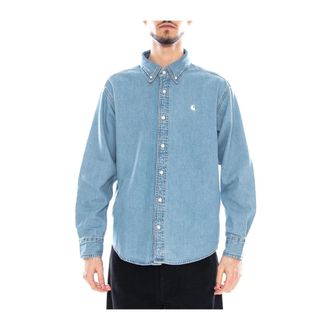 Carhartt Work in Progress L/S Lucas Shirt - Heren - Spijkeroverhemden - Blauw - M - Katoen - Overhemden