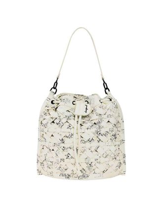 Desigual borsa a secchiello media con lettering bianco-Neutro