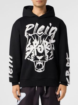 Plein Sport Felpa con cappuccio in cotone con stampa grafica