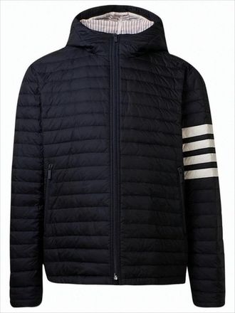 Thom Browne Quilted Padded Jacket With Hood And Striped Detailing