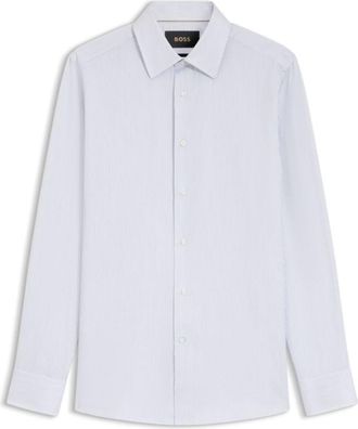 BOSS Slim-fit shirt in striped Italian-made cotton