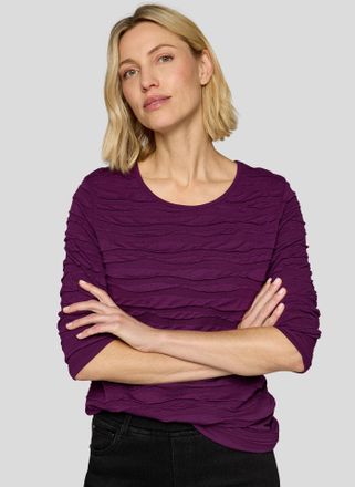 Rabe Strickpullover RABE, Damen, Gr. 38, pflaume, Strick, Obermaterial: 52% Polyester, 42% Baumwolle, 6% sonstige Fasern, unifarben, tailliert h&uuml;ftbedecken