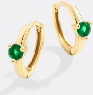 Mint & Lily Solitaire Birthstone Huggie Hoop Earrings in May Emerald at Nordstrom