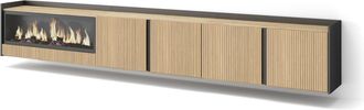 Skraut Home Skraut Home - Mueble Tv, Televisi&oacute;n, Muebles De Sal&oacute;n, Almacenaje, 315x35x50cm, Para Tv Hasta 80, Chimenea El&eacute;ctrica Xxl, Colgado, Suspendido, Estilo 