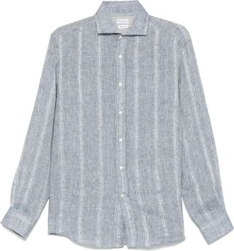 Brunello Cucinelli slub-texture shirt - men - Linen/Flax/Cotton - M - Blue