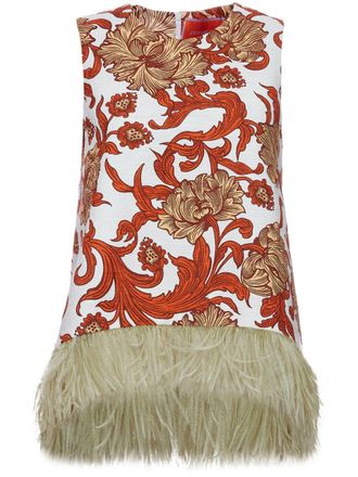 La DoubleJ La Scala top met veren afwerking - Rood