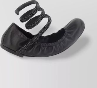 Rene Caovilla leather and satin ballerina shoes