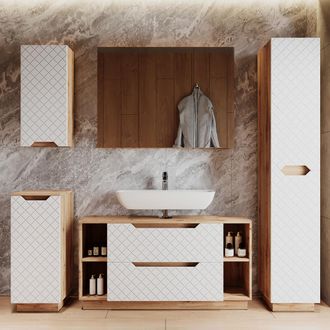 Vicco Juego De Muebles De Ba&ntilde;o Lotta, Blanco, 5 Piezas, Vicco