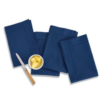 Solino Home Linen Dinner Napkins - Cotton Linen Hemstitch, 20 x 20 in Lapis Blue at Nordstrom, Size Large