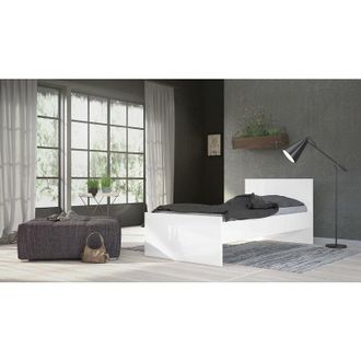 Dmora Dmora - Estructura De Cama, Color Blanco Brillante, 96 X 80 X 196,6 Cm, Con Embalaje Reforzado