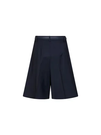 Max Mara Womens Belted Bermuda Shorts Mstadorno Blue Virgin Wool