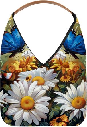 Generic Butterflies Daisies Flower (3) Reusable Lightweight Grocery Bags - Foldable Into Compact Pouch, Washable & Sturdy, Multipurpose for Shopping and Trave